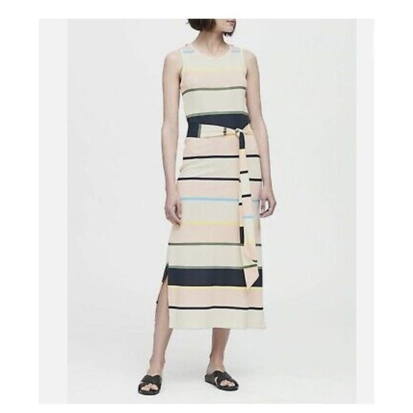 Banana Republic stripe ponte midi tank dress - size small - multicolored - Picture 1 of 9